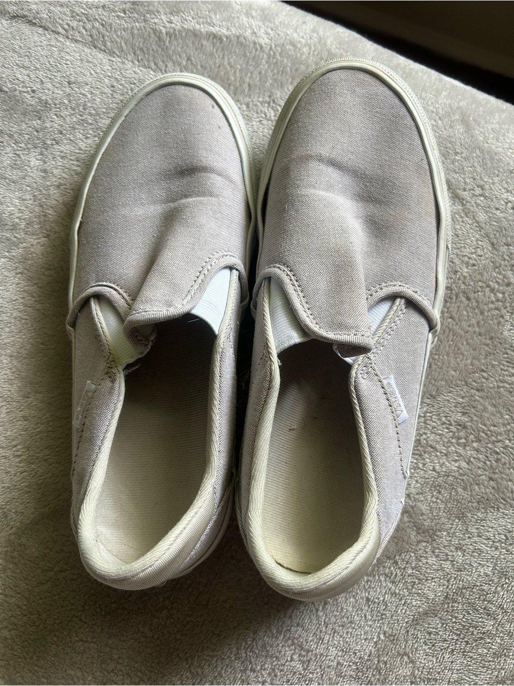 Vans Slip-On Canvas Flats in Light Gray